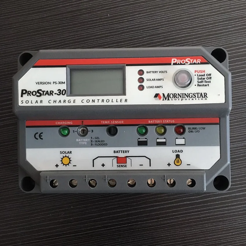 PWM 30A Morningstar PWM регулятором солнечного Зарядное устройство контроллера PS-30 12V 24V ЖК-дисплей Экран Prostar блок управления установкой на солнечной батарее для домашняя Солнечная Системы