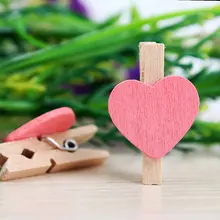10pcs Pack Mini Heart Love Wooden Clothes Photo Paper Peg Pin Clothespin Craft Postcard Clips Home