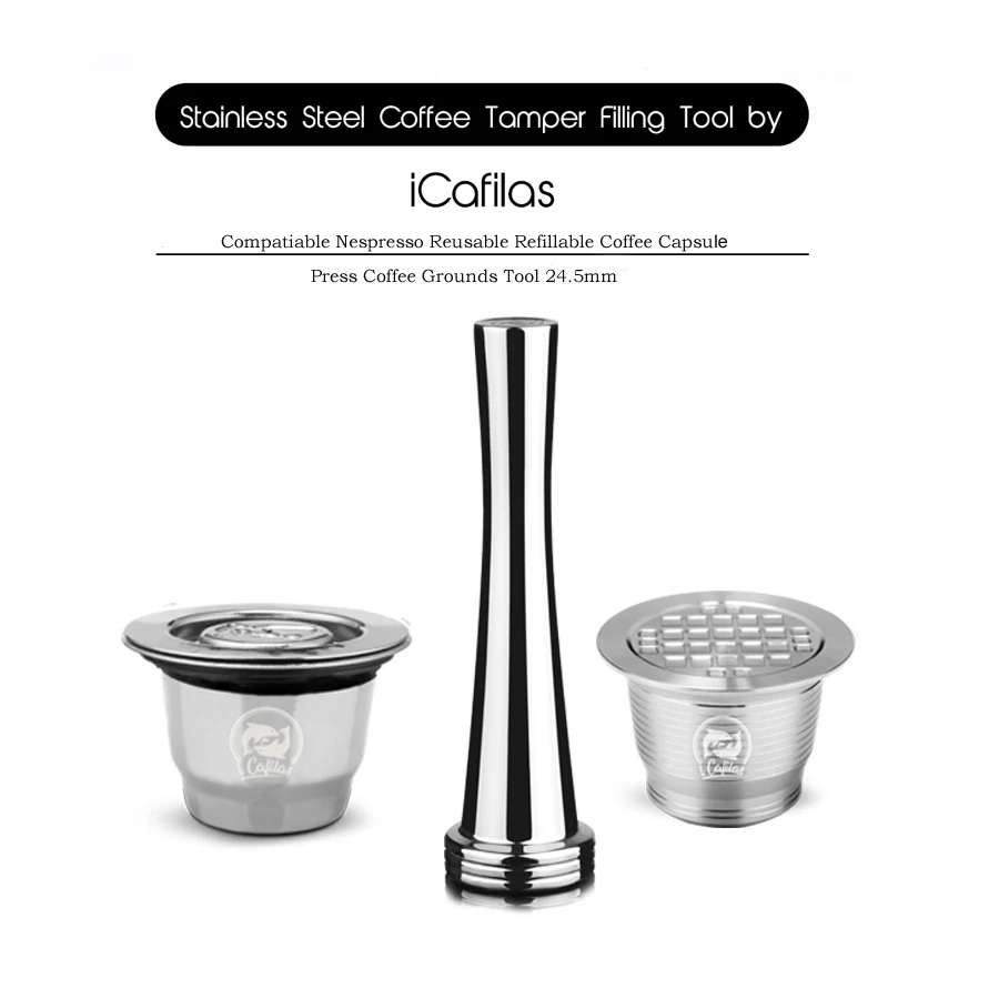 

Stainless Steel Nespresso Reusable Coffee Capsule Coffee Tamper Flat Round Bottom Espress Crema Coffee Maker Tool
