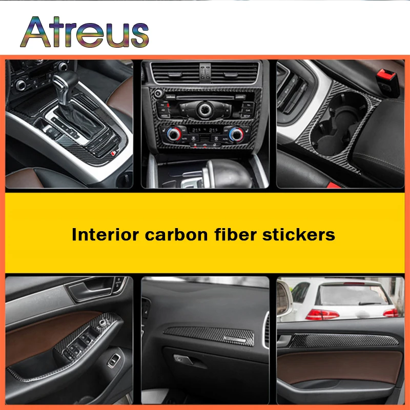 Atreus Car-styling Cup Holder Switch Carbon Fiber Interior Mouldings Stickers On Cars For Audi A4 B6 B8 B7 B5 A5 Q5 Accessories |