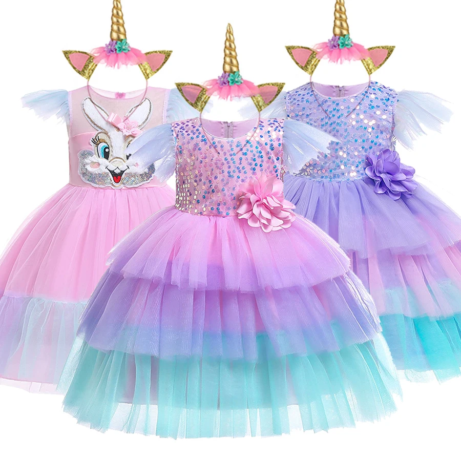 

fashion Girl birthday party girls summer dress Multi-layer color mesh cake Princess dress robe fille kids dresses for girls