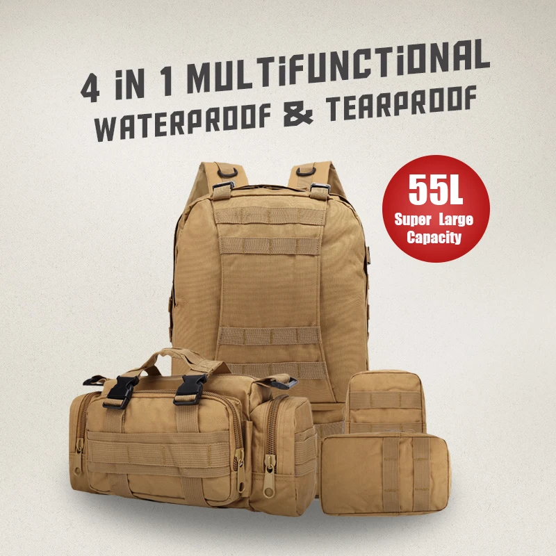 

Outdoor Military Molle Tactical Backpack Fishing bag Outdoor bagBug Out Backpack Multifunctional 55L Backpack Camping Bags BL002