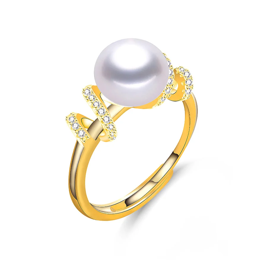 925 пробы серебряные кольца для женщин с высоким блеском кольцо с натуральным пресноводным жемчугом Ювелирные изделия из жемчуга модное Золотое кольцо Lindo - Цвет камня: white pearl