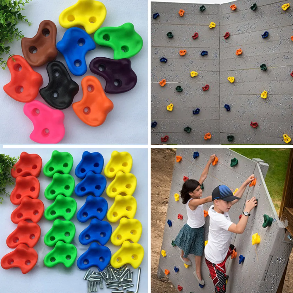 Matériel de fixation inclus Colorées Hoplugge Poignées d/'escalade pour enfants