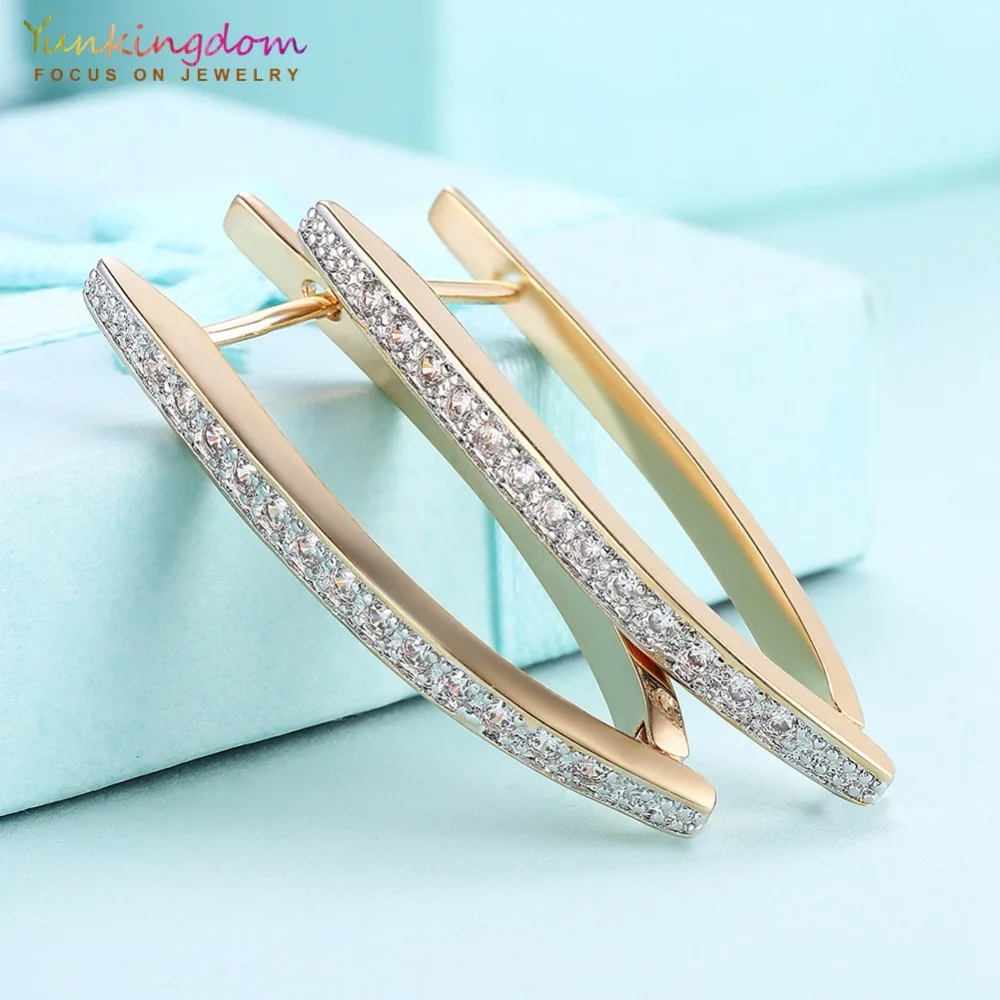 Cubic Zirconia Geometric Gold-Color Big Hoop Earrings for Women - Image 4