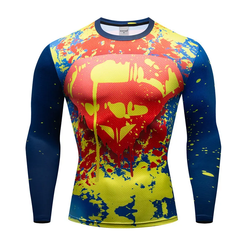 Супергерой Hommes мужские футболки для фитнеса Мужская футболка Супермен с длинным рукавом мужские футболки для фитнеса Бодибилдинг Топ косплей - Цвет: AF1636