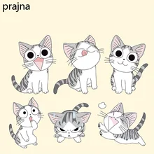 Prajna кошка железная переводная наклейка для одежды Kawaii мультяшная Милая нашивка Горячая термопечать виниловая термопереводная наклейка аппликация значок ткань