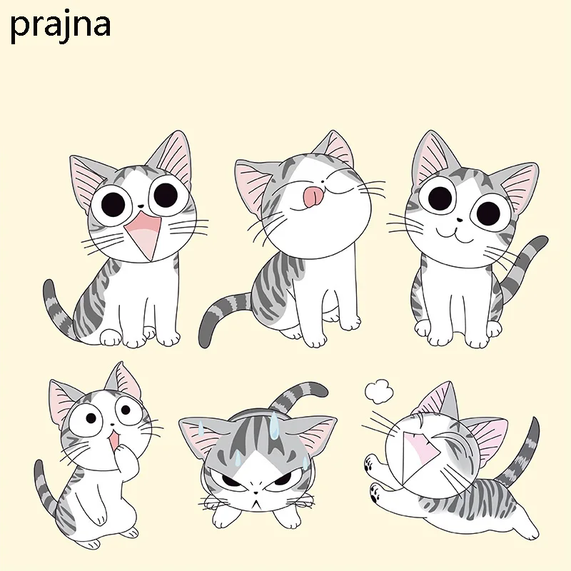

Prajna Cat Iron On Transfers For Clothes Kawaii Cartoon Cute Patch Hot Heat Vinyl Thermal Transfer Sticker Applique Badge Fabric