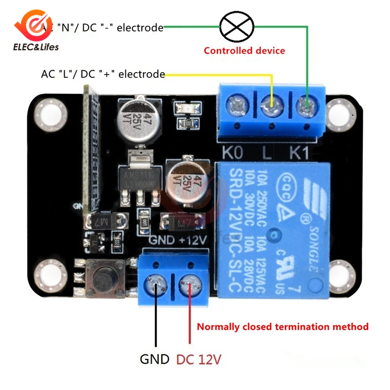 ESP8285 DC 12 В реле задержки времени модуль WiFi самоблокирующийся беспроводной умный переключатель приложение управление цикл реле задержки таймера модуль для дома