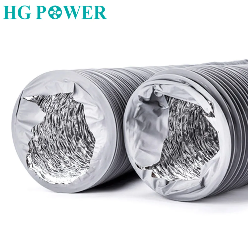 5m 4inch Aluminium Inline Duct Fan Air Duct Hose Flexible PVC Round Ducting for Extractor Fan Air Conditioner  Ventilation Pipe