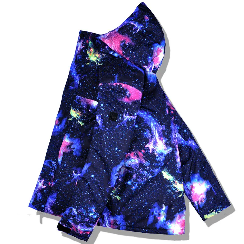 

2019 New Mens Ski Jacket Printing Starry Sky Snowboard Jacket Men Waterproof Windproof Winter Jacket Winter Warm Coat Snow Coat