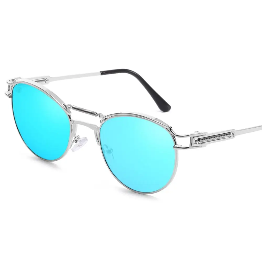 Женские мужские летние новые модные овальные зеркальные солнцезащитные очки в стиле стимпанк, унисекс, весенние солнечные очки из сплава, UV400, пляжные солнцезащитные очки L7726CJ - Цвет линз: NO.5