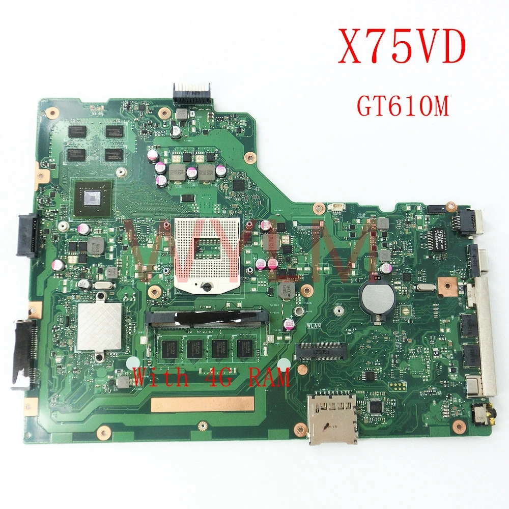 

X75VD GT610M With 4G RAM HM70 mainboard For ASUS R704V X75VD X75VB X75VC X75V motherboard 100% Tested Working free shipping