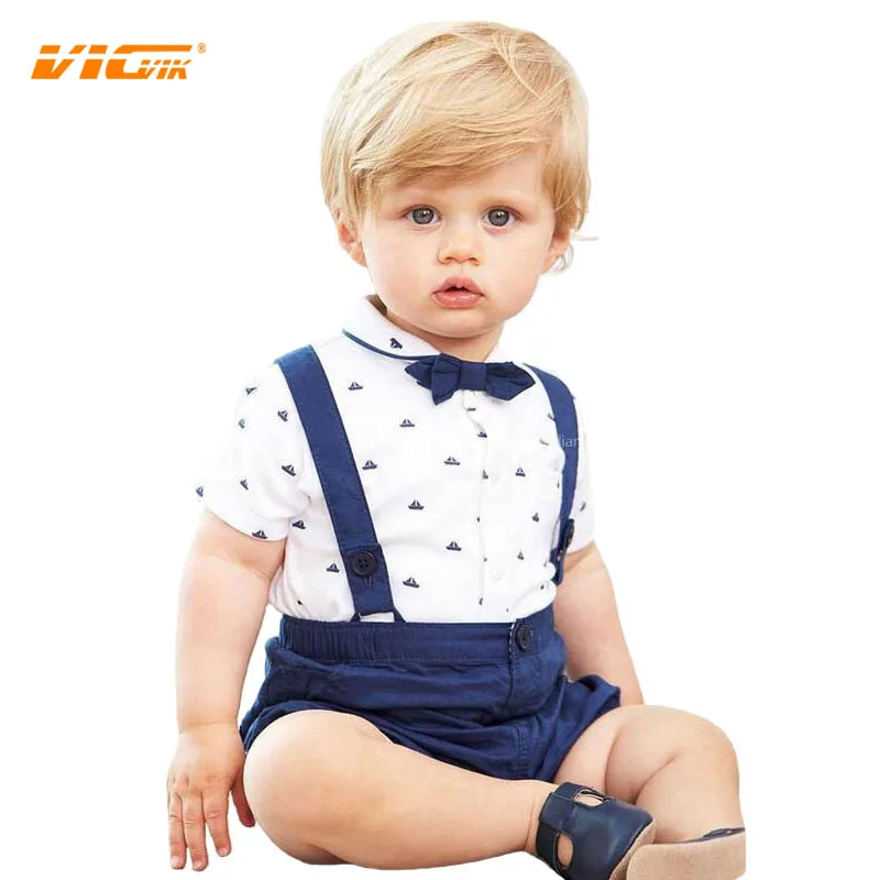 VICVIK brand Gentleman Babys Wear Romper Boys Summer Clothing One Piece