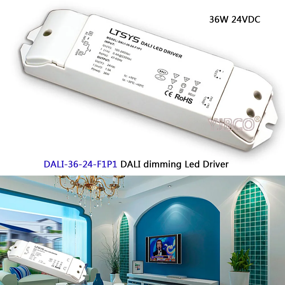 

DALI-36-24-F1P1;CV DALI Led Dimming Driver,AC100-240V input;DC 24V 1.5A 36W output;DALI/Push button led power