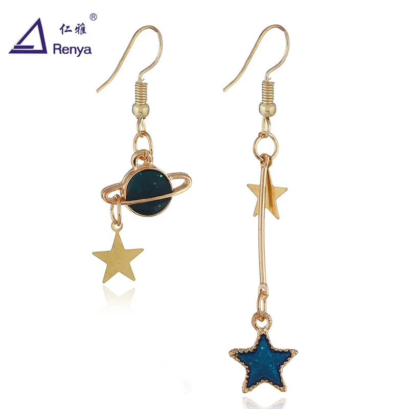 Unique Cute Asymmetric Drop Earrings Moon Star Earrings For Women Accessories