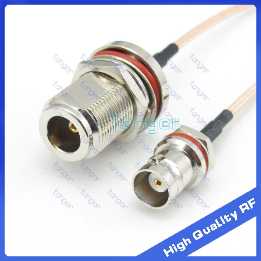

N female jack waterproof with nut to BNC female jack behind with nut with RG316 Coaxial Pigtail Jumper Low Loss cable 8" 20cm
