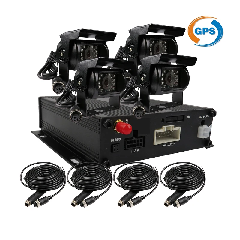 

Free Shipping 4CH GPS Track G-sensor 128GB SD Car Vehicle DVR MDVR Video Recorder Motion Detection + 4 Duty Metal IR Car Camera