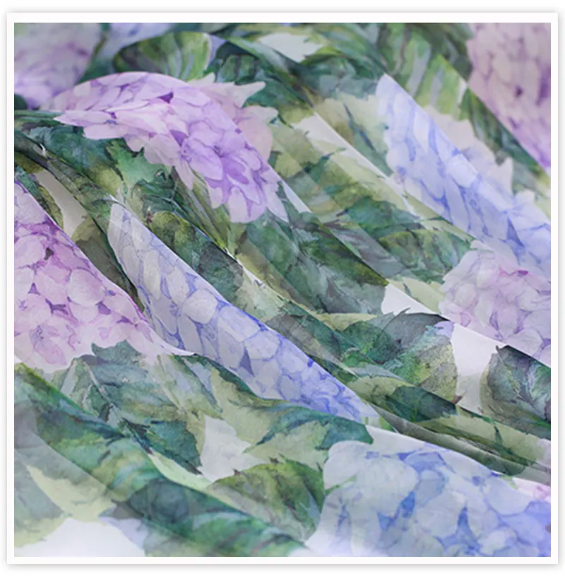 Пасторальный фиолетовый цветочный принт натуральный шелк шифон ткань для платья telas de шифон tissu stoffen telas de seda 8 мм SP4462