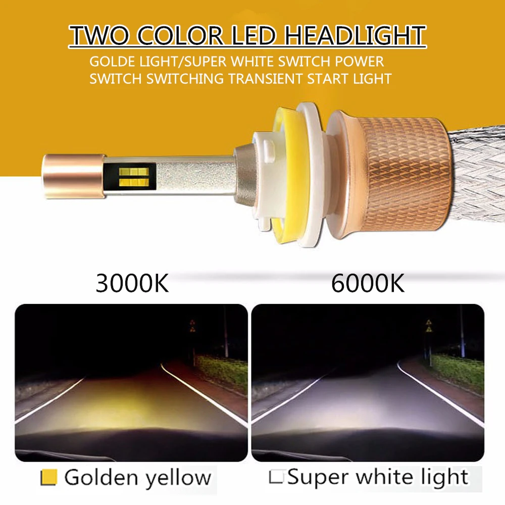 2 шт. Автомобильные светодиодные лампы H1 H3 H4 H7 H8 H9 H11 D2S|fog light|yellow fog lightsfog led light |