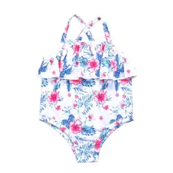 2018 для маленьких девочек цветочный цельные купальники для маленьких девочек цветок рюшами купальный костюм для малышей Дети Раффлед