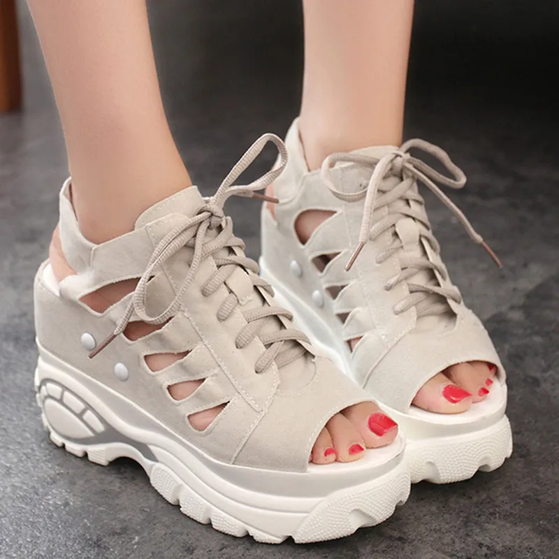 

Woman Sandals Summer Lace-up Suede Breathable Casual Beach Platform Sandals Pink Wedge Open Toe Sandals Footwear Women JA-23