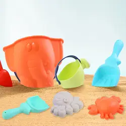 Детские игрушки для пляжа набор силиконовая лопатка набор инструментов детский летний пляжный игровой песок ведро грабли песочные часы