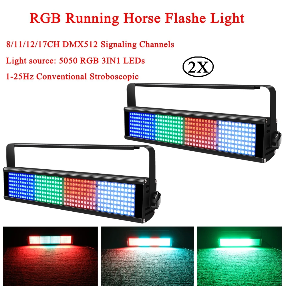 

2Pcs/Lot Colorful LED Disco DJ Strobe DMX Professional Stage DJ Lighting Effect Party Holiday Christmas Sound Activated Flash