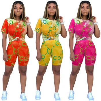 

Summer Autumn Women Two Piece Set Top and Pants Plus Size Tracksuit Sweatsuit Outfit Colorful Print Casual Active Sets