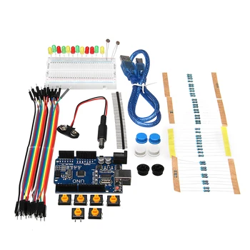 

Basic Starter Kit UNO R3 Mini Breadboard LED Jumper Wire Button For Arduino With Box