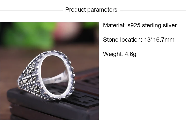 925 пробы Серебряное регулируемое кольцо настройки с 13*16,7 мм Овальный воск бирюзовые заготовки для колец установка DIY ювелирных изделий