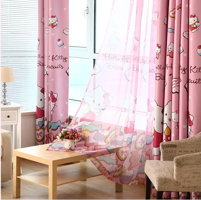 Abbiemao детская Розовая Занавеска с рисунком из мультфильма Hello Kitty занавеска