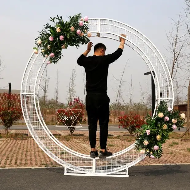 

2019 new wedding round mesh arch wedding props background screen display grid screen sen department geometry