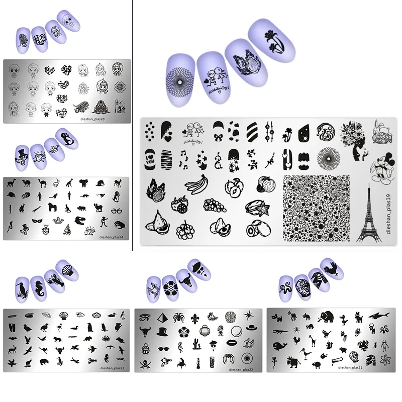 1 шт. пластины для штамповки ногтей 24 трафареты различного дизайна шаблоны для штамповки ногтей шаблон изображения пластины для дизайна ногтей модель#дизан13