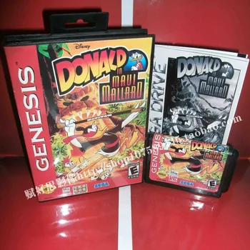 

Sega MD game - Donald in maui mallrrd with Box and Manual for 16 bit Sega MD game Cartridge Megadrive Genesis system