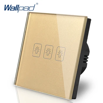 

3 Gang 1 Way EU Touch Switch Waterproof LED 110V-240V Wallpad Gold Temepred Glass Wall Light Switch EU 3 Gang Free Shipping
