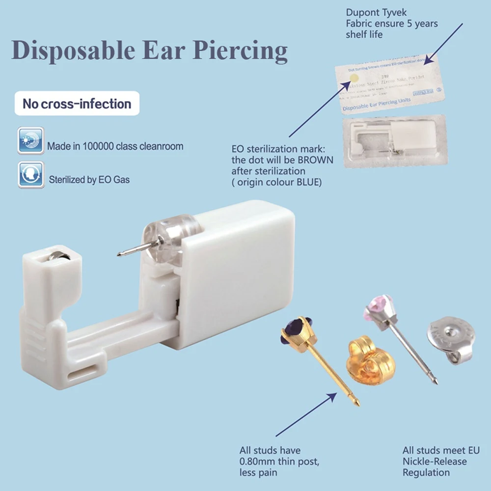 Box Professional Ear Piercing Gun Instrument Tool kit & 24pcs CZ