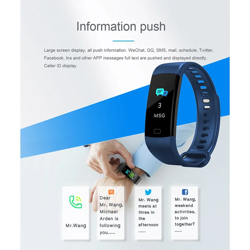 Imosi Smart Band Y5 Монитор артериального давления сердечного ритма высокая яркость цветной экран Смарт Браслет уведомления