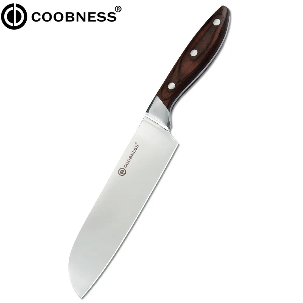 Coobness 7Cr17 кухонный нож из нержавеющей стали, японский нож Santoku, нож для нарезки повара, овощные ножи, режущие инструменты - Цвет: 7 Inch Santoku