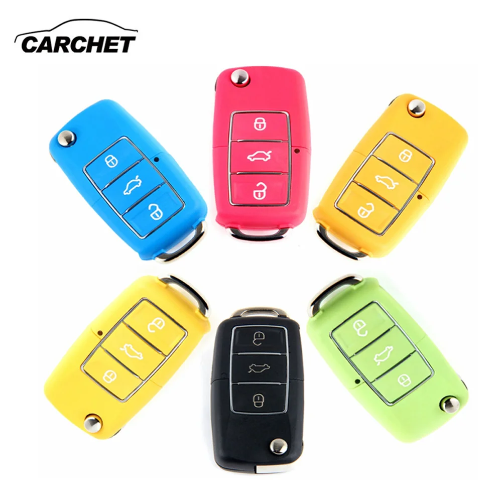 

CARCHET 3 Button Remote Key Switch Shell Folding Controller Fob Case Cover Box for VW Volkswagen Bora Beetle For Polo Passat