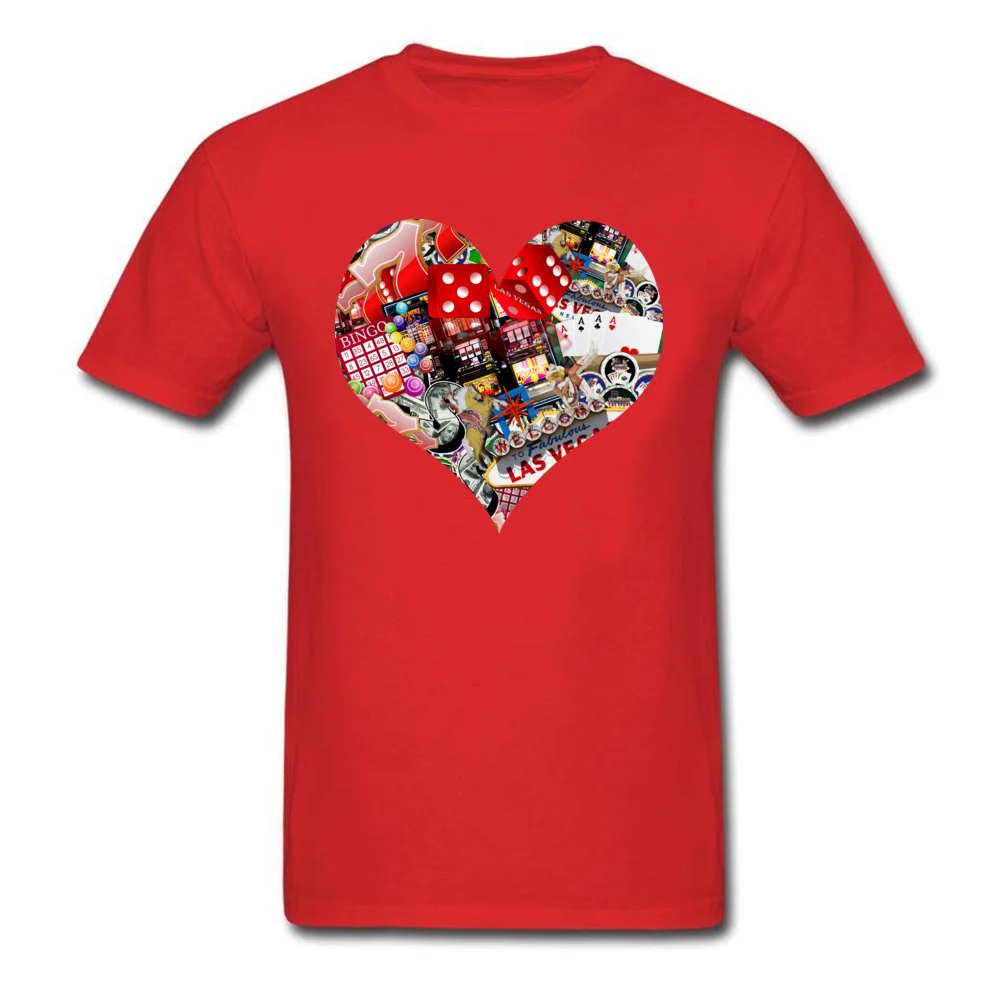 Heart Playing Card Shape 100% Cotton Tops & Tees for Men Simple Style T Shirt New Design Round Collar Tshirts Short Sleeve Heart Playing Card Shape red