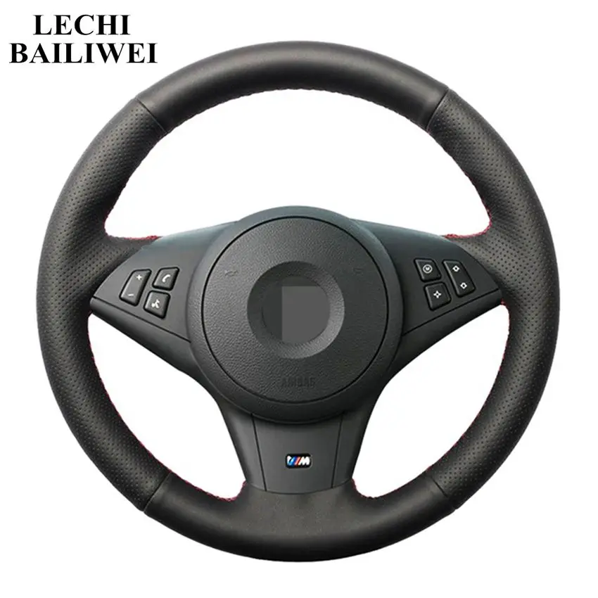 

Black Artificial Leathers DIY Hand-stitched Car Steering Wheel Cover for BMW E60 E63 E64 M5 2005 2007 2008 M6 2007