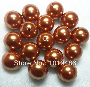 

Free shipping ! 20mm Golden brown color Acrylic Pearl Beads Chunky beads Gumball Beads 110pcs/lot (B49))