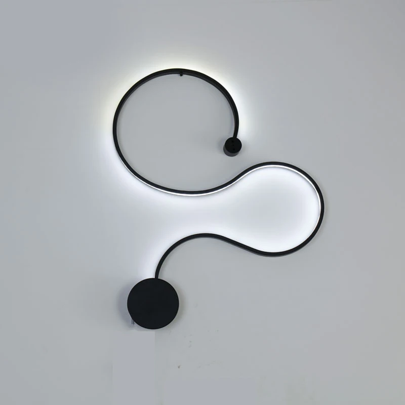 Modern Black White Line LED Wall Lamp Bedroom Light Wall Lights for Home Background Wall Living Room Light Wandlamp LED Lustres - Цвет абажура: Black color Type D