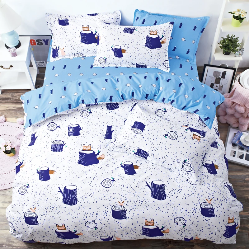 

2018 NEW!!!Free Shipping European and American Reactive Printing Cartoon 4PCS Bedding Sets bed sheet BED SET pillowcase Bedlinen