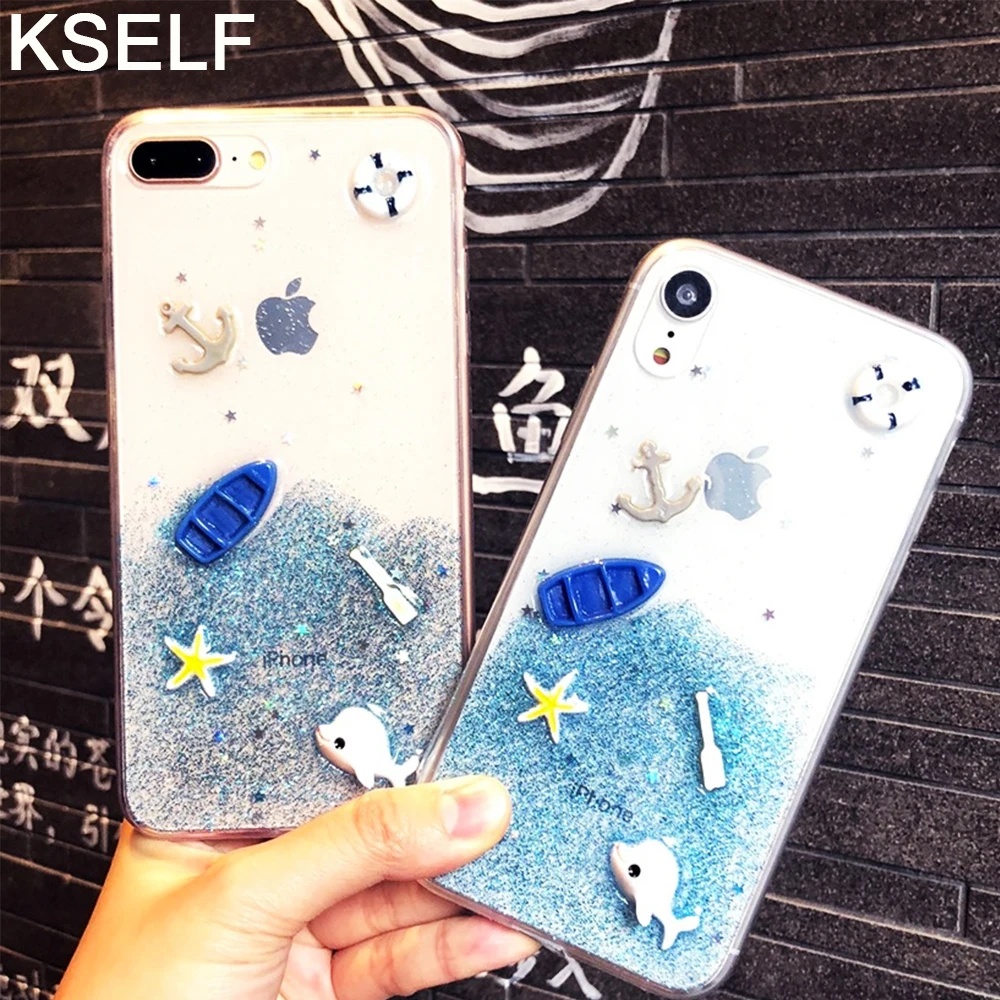 

KSELF Ocean Beach TPU Transparent Silicone Shockproof Case for iPhone X XS XS Max XR 6 6s iPhone 8 7 Plus Protective Case Cover
