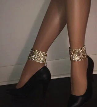 

Fine Wide Crystal Barefoot Bracelet Foot Jewelry Sandals leg New Beach Sexy Ankle Chain Pie Leg Female on Foot Pulsera Tobillo
