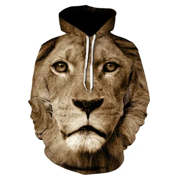 

Men's new animal-print hoodie 3d tiger-head hoodie, 2019 brand jumper stylish tracksuit street coat