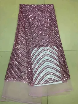 

Gorgeous French net lace fabric African tulle lace cloth with sequins UN132(5yards/lot)