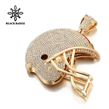 

Huge American Football Helmet Pendant Iced Out Full Crystal Slide Pendant Ball Sport Hip Hop Statement Men Jewelry